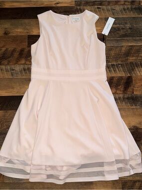 Calvin Klein Pale Pink Sleeveless Fit-and-Flare Dress
